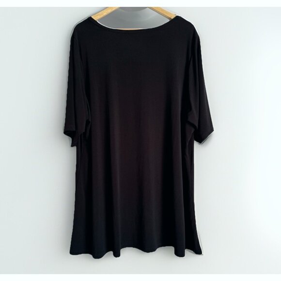 Susan Graver Essentials Women’s 1X Liquid Knit Tunic Top Black Short Sleeves - Picture 7 of 8
